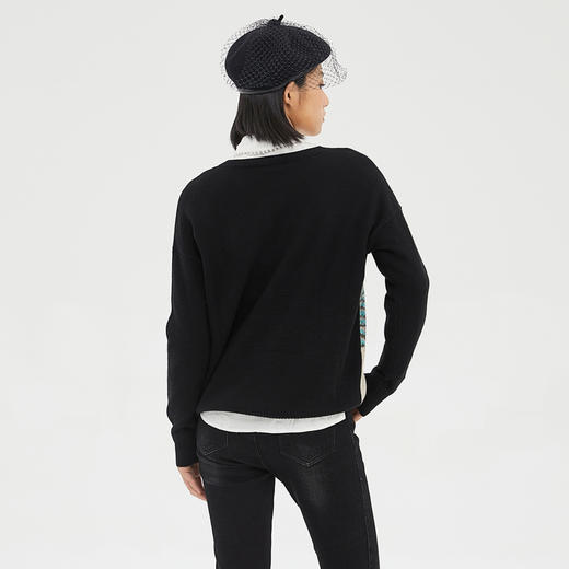 谜底2022冬季新品复古建筑织花圆领套头宽松针织衫女229MZ6205 商品图2