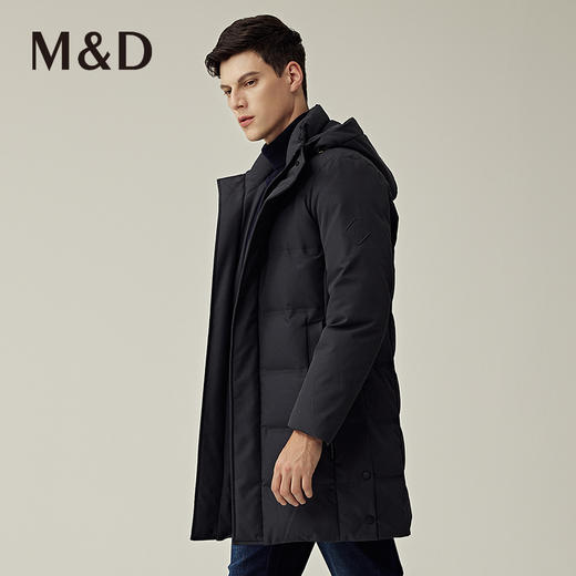 【菁英同款】名盾男士秋冬中长款连帽加厚保暖白鸭绒羽绒服25484 商品图1