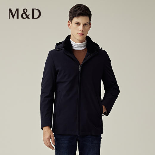 M&D名盾秋冬商务男士保暖可拆卸兔毛内胆防水防风尼克服外套男 商品图3