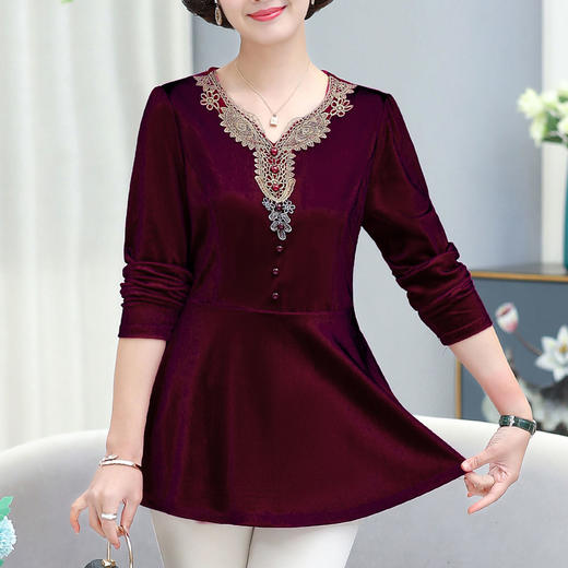 AA ZL金丝绒打底衫显瘦遮肚上衣 商品图3