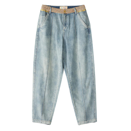 谜底2022冬季宽松复古哈伦锥形裤柔软显瘦直筒牛仔裤女229MK6218 商品图4