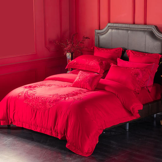 多喜爱-婚庆60S贡缎八件套《美满人生（红）》 商品图2