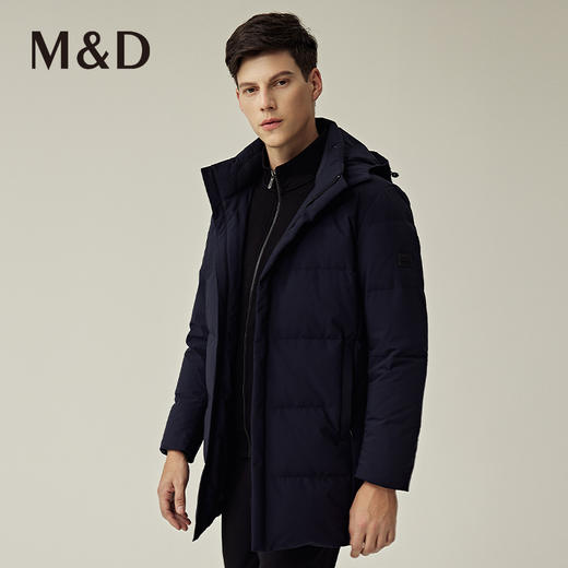 M&D/名盾冬新品中长款连帽加厚防水耐磨轻便白鸭绒羽绒服外套 商品图1