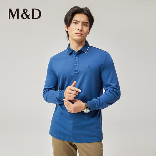 【菁英同款】名盾长袖polo衫男春秋天丝羊毛混纺内搭翻领T恤11497 商品图3