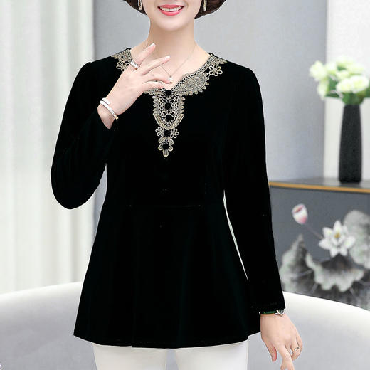 AA ZL金丝绒打底衫显瘦遮肚上衣 商品图2