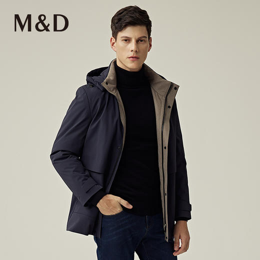 名盾商务男士秋冬新品中长款保暖防风白鹅绒羽绒服男 商品图1