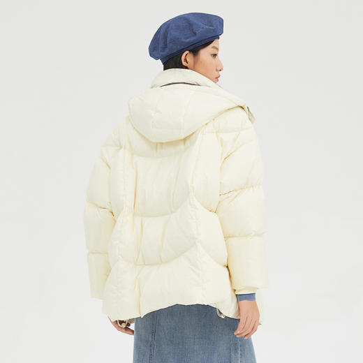 谜底2022冬季新品休闲时尚连帽面包服宽松中长羽绒服女229MY6184 商品图3