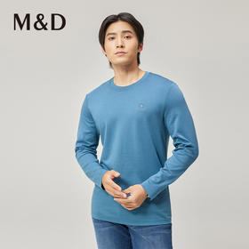 M＆D/名盾男士长袖秋季新款潮流修身圆领纯棉百搭T恤