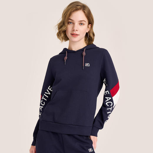 ELLE Active秋季休闲连帽卫衣新款时尚撞色上衣女装 商品图9
