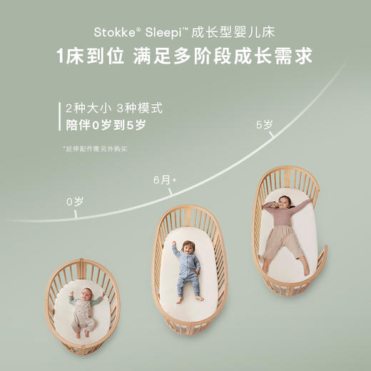 挪威 Stokke Sleepi V3婴儿床实木宝宝床可移动儿童床拼接床 商品图1