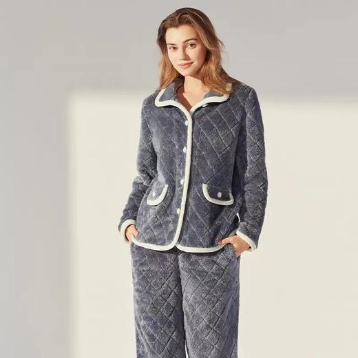 安莉芳秋冬新品加绒加厚珊瑚绒保暖家居服 套装EL00498 商品图1