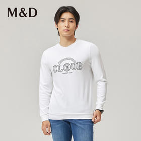 MD名盾男士长袖T恤春季新款休闲简约百搭棉质圆领透气