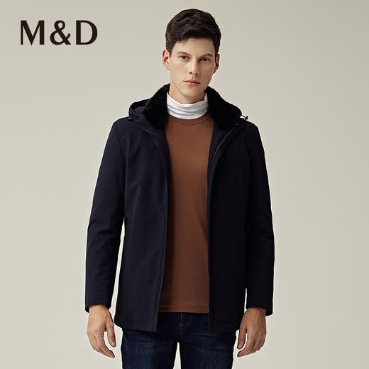 M&D名盾秋冬商务男士保暖可拆卸兔毛内胆防水防风尼克服外套男 商品图1
