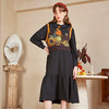 两三事国潮艺术四目无他人冬季新款复古黑色连衣裙长款衬衫裙 商品缩略图2