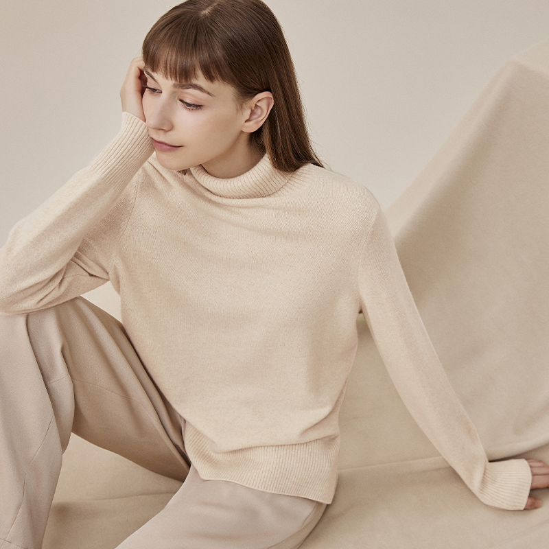 YANECINE 阿拉善纯羊绒高领打底衫