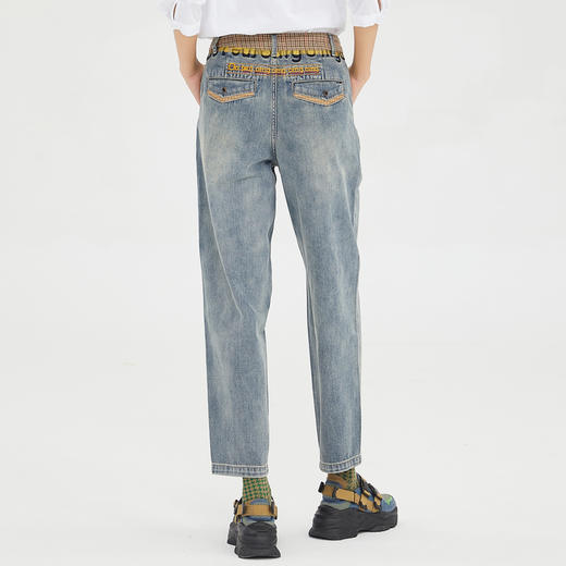 谜底2022冬季宽松复古哈伦锥形裤柔软显瘦直筒牛仔裤女229MK6218 商品图2