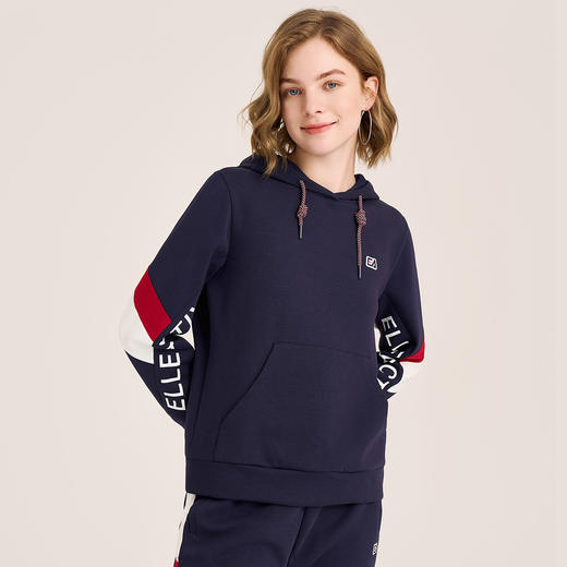 ELLE Active秋季休闲连帽卫衣新款时尚撞色上衣女装 商品图6
