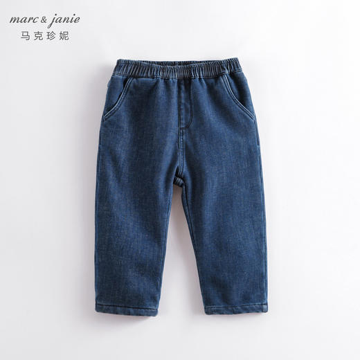 马克珍妮冬装新款 男童宽松加绒牛仔直筒裤 儿童裤子221779 商品图1