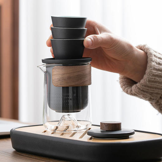 【远山旅行茶杯茶具套装】玻璃户外一壶三杯陶瓷快客杯泡茶壶 商品图2