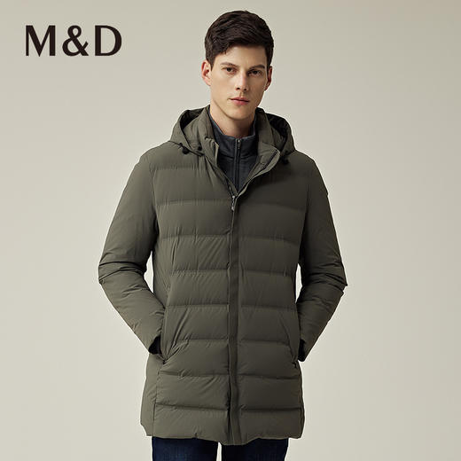 MD名盾商务男装秋冬新品中长款连帽加厚轻便白鸭绒羽绒服外套 商品图3