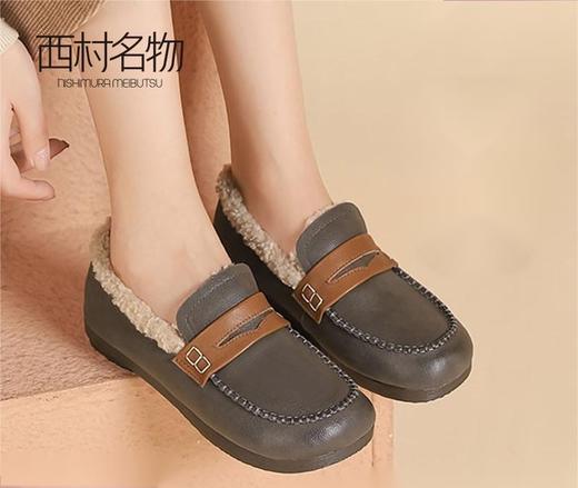 西村名物真皮软底妈妈棉鞋女秋冬季加绒保暖皮鞋防滑毛毛鞋37811 商品图3