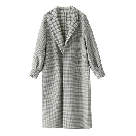 谜底2022冬季新款两面穿毛呢大衣宽松绑带格子双面呢女229MD6227 商品图4