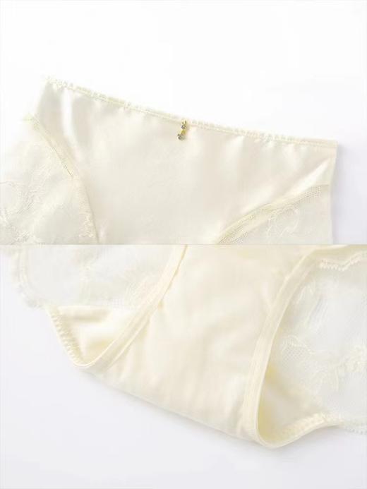 安莉芳新品薄款桑蚕丝纯棉底裆内裤女蕾丝无痕低腰平角裤E300511 商品图4