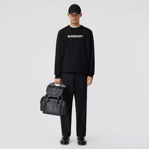 【一】BURBERRY 博柏利 徽标印花棉质运动衫 男士卫衣 黑色 8055312 A1189 商品图3