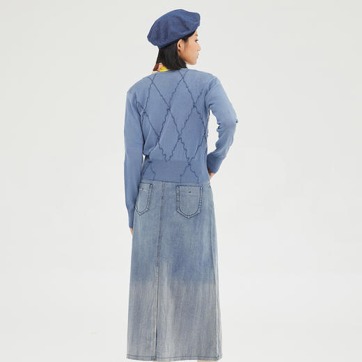 谜底2022冬季新品短款针织开衫女复古合体艺术卷边外套229MZ6201 商品图2