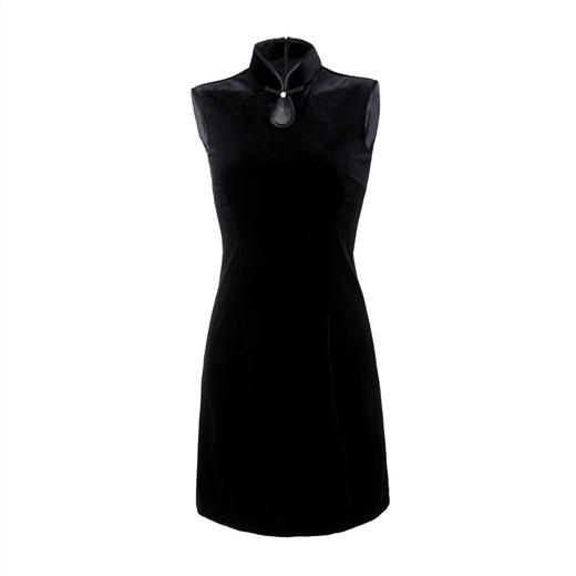 MTX-8190 秋冬新款中长款鹿皮绒旗袍七分袖两件套改良修身版妈妈装 商品图4