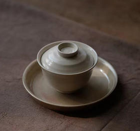 螺纹盖碗  哑光草木灰 135ml草木灰釉