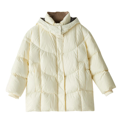 谜底2022冬季新品休闲时尚连帽面包服宽松中长羽绒服女229MY6184 商品图4