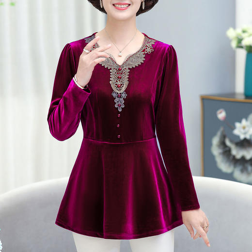 AA ZL金丝绒打底衫显瘦遮肚上衣 商品图0