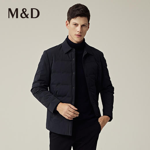 M&D/名盾商务男士秋冬新品翻领纯色白鹅绒轻款修身羽绒服男 商品图1