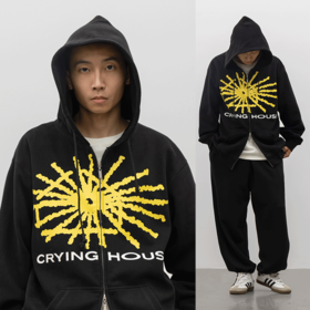 cryingcenter 泪屋系列 双拉链重磅面料 抽绳戴帽卫衣夹克外套