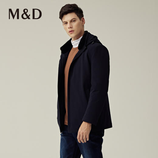 M&D名盾秋冬商务男士保暖可拆卸兔毛内胆防水防风尼克服外套男 商品图2