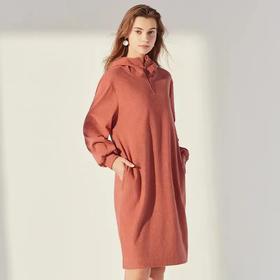 安莉芳秋冬新品半拉链连帽休闲可外穿家居裙EL00493