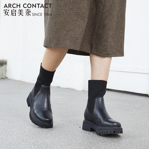 ARCHCONTACT2022年新款安启美奈舒适圆头拼接女靴 商品图2