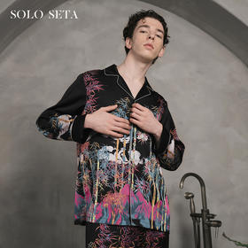 Solo seta22姆米男士真丝睡衣套装桑蚕丝家居服两件套丝绸可外穿
