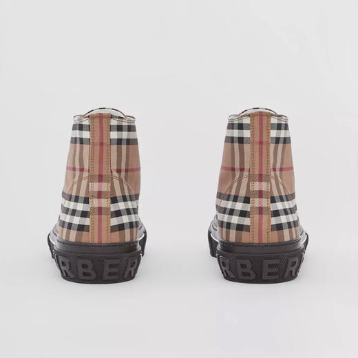 BURBERRY 博柏利 Vintage 格纹棉质高帮运动鞋 男士休闲鞋 桦木棕 8055661 A8894 商品图2