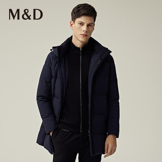 M&D/名盾冬新品中长款连帽加厚防水耐磨轻便白鸭绒羽绒服外套 商品图0