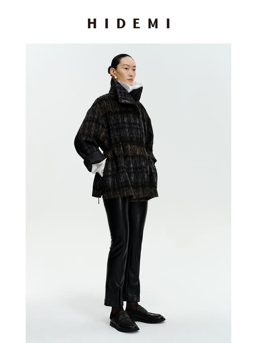 HIDEMI 色织马海毛花纱加厚款高克重极简廓形大衣/短外套 商品图11