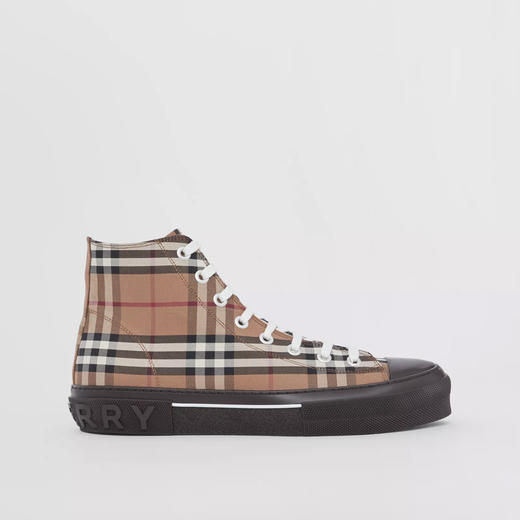 BURBERRY 博柏利 Vintage 格纹棉质高帮运动鞋 男士休闲鞋 桦木棕 8055661 A8894 商品图0