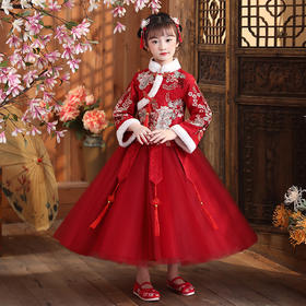 DY-9938汉服女童连衣裙套装秋冬新款女孩中国风唐装古装拜年服儿童裙