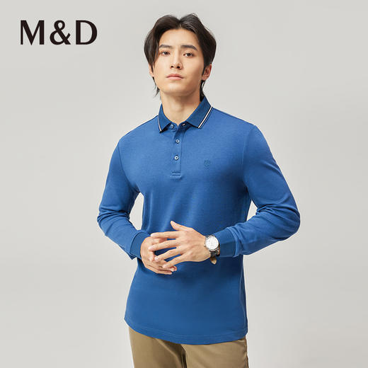 【菁英同款】名盾长袖polo衫男春秋天丝羊毛混纺内搭翻领T恤11497 商品图2