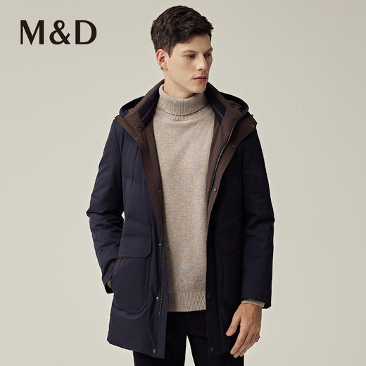 M＆D名盾商务男士2022秋冬新品长款加厚连帽白鸭绒保暖羽绒服 商品图3