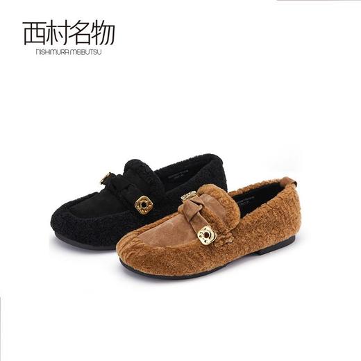 西村名物2022秋季款轻复古加绒毛毛鞋女羊毛皮柔软休闲女鞋37791 商品图0