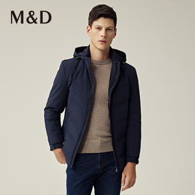 名盾商务男士秋冬新品防风保暖连帽白鸭绒修身羽绒服男