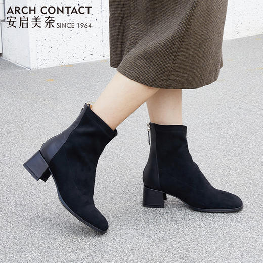 ARCHCONTACT安启美奈新款柔软粗跟方头女靴 商品图2