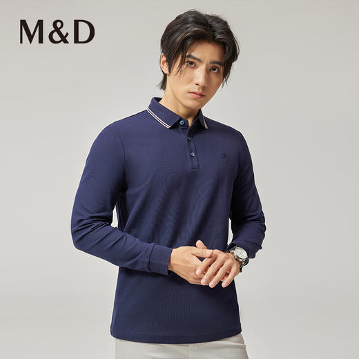 【菁英同款】名盾长袖POLO衫火山岩发热秋冬纯棉翻领t恤保罗衫 商品图1